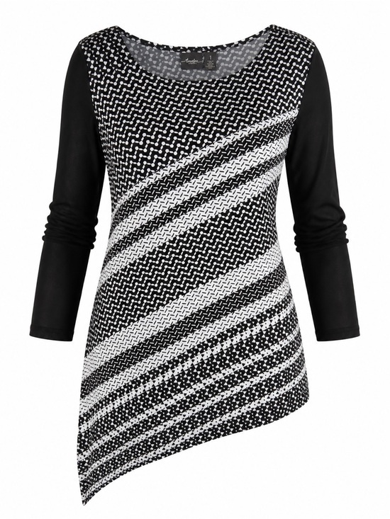 Travelers by Chico's Dresses & Skirts - Black & White Asymmetrical Knit Dress with Scoop Neck